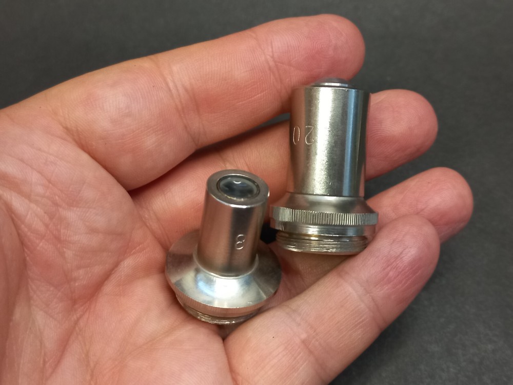Soviet Vintage Microscope Lenses 2pcs, USSR Microscope Accessories