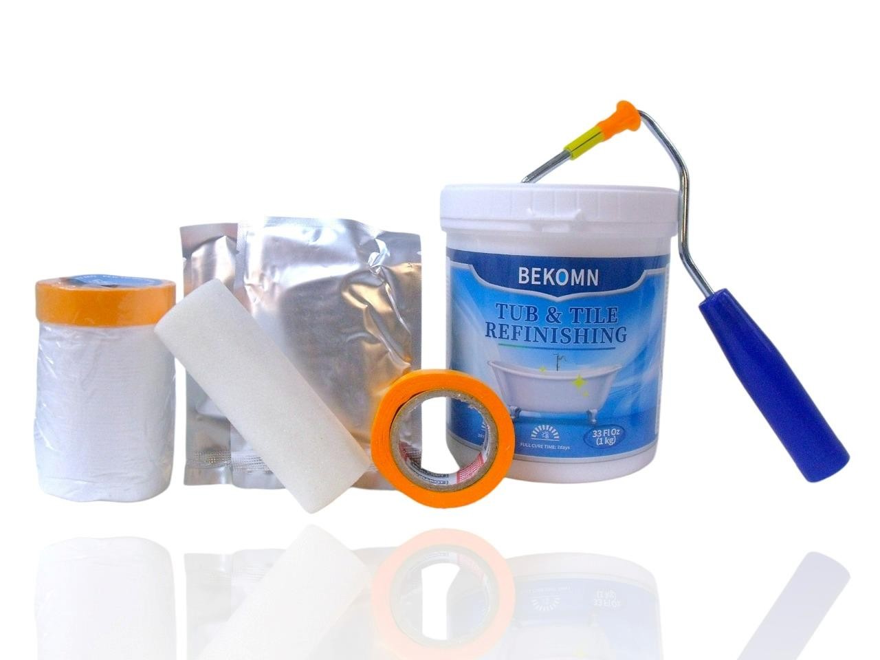 Tub & Tile White Paint Refinishing Kit w/ Tools Bathtub or Sink 33 oz Bekomn New