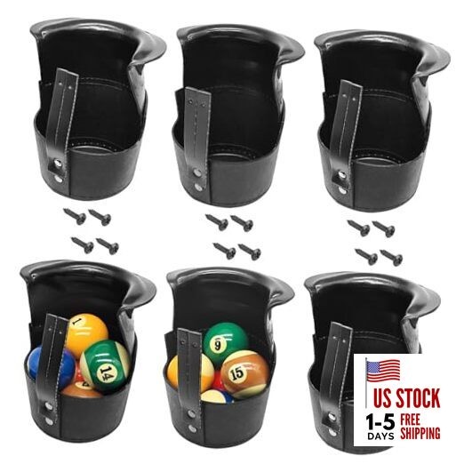 Pool Table Pockets Replacement Leather Pockets for Billiard Table Set of 6