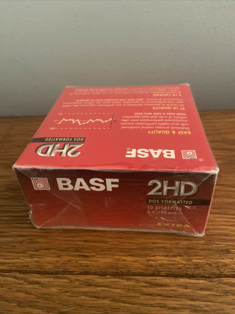 BASF 2HD 10 Dos Formatted Floppy Diskettes Disk 3.5" High Density Sealed New