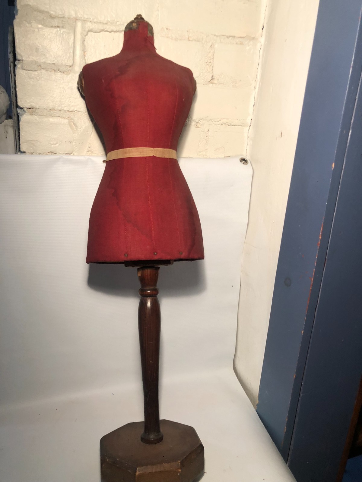 Antique Half Scale Miniature Mannequin Dress Form w Stand Counter Top