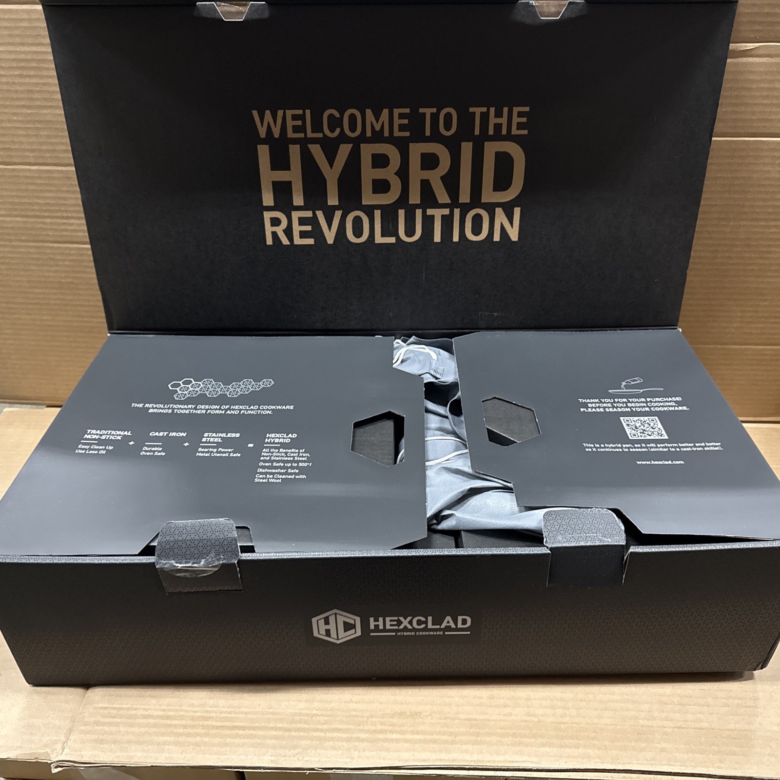 HexClad HC7 Hybrid Commercial Cookware, 7 Pieces Pan Lid and Wok Set, NEW