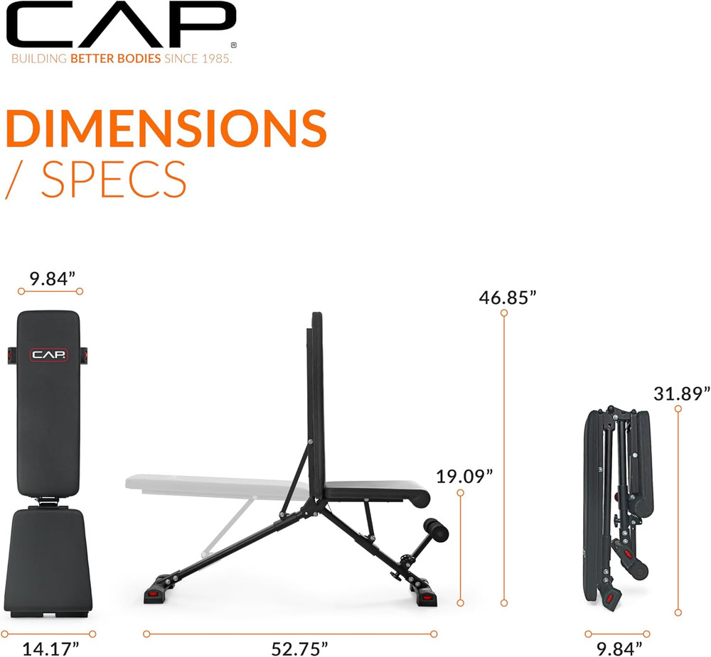CAP Barbell Multi-Purpose Adjustable Utility Strength Training Weight Bench | Mu
