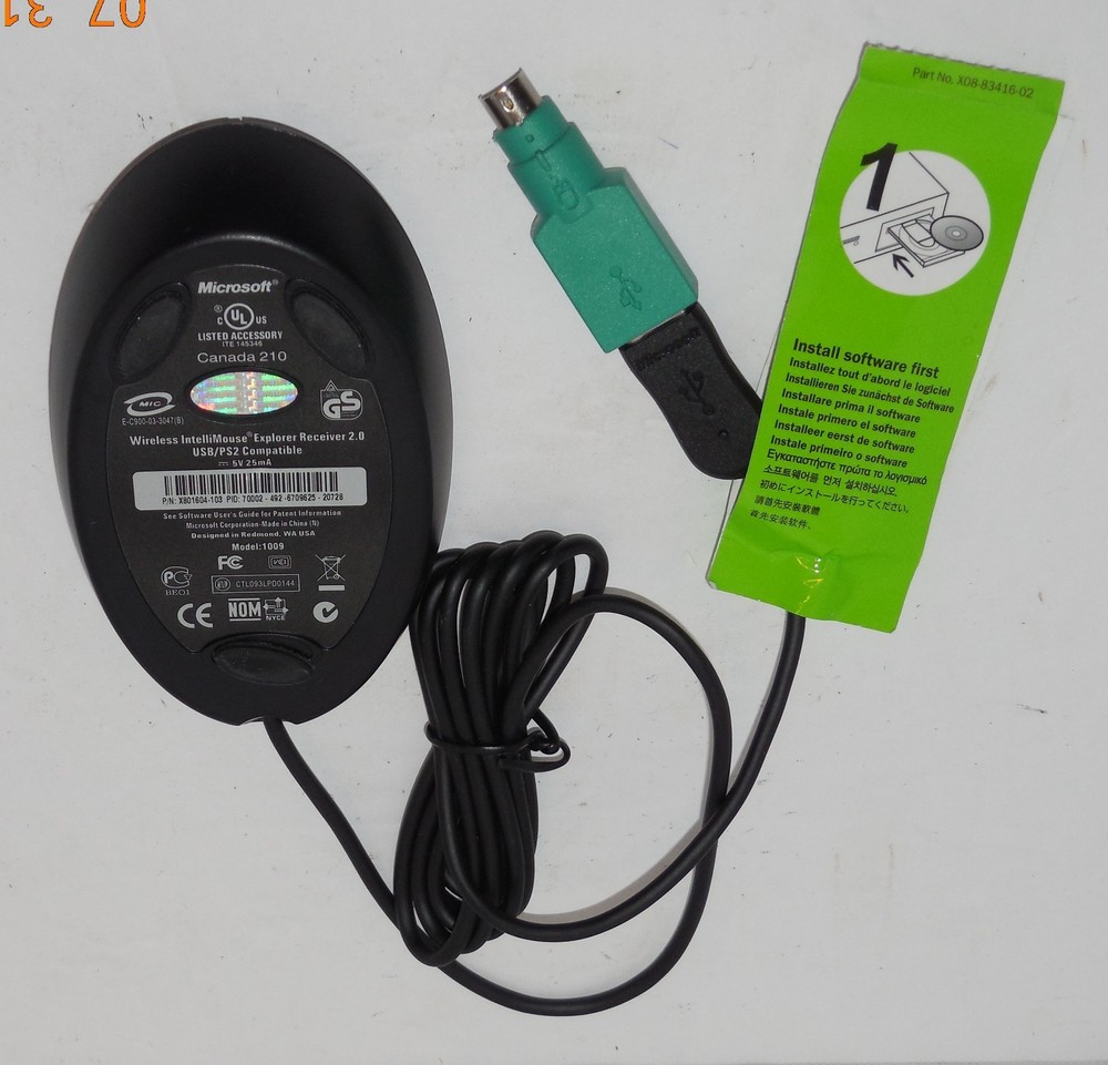 Microsoft Wireless Intellimouse Explorer Receiver 2.0 Model 1009 Replacement
