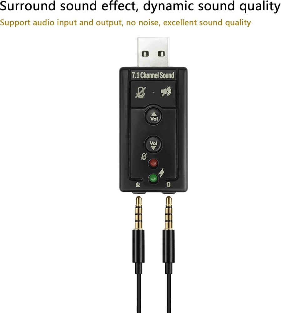 Compact 7.1 USB Audio Adapter - Crisp Sound & Multiple Platform Compatibility