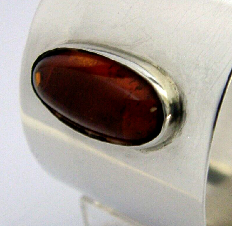 BEAUTIFUL SOLID STERLING SILVER AMBER SET NAPKIN RING 1993 ENGLISH