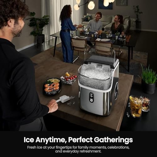 Nugget Ice Makers Countertop,Portable Ice Machine with 35lbs/day 1 Silver