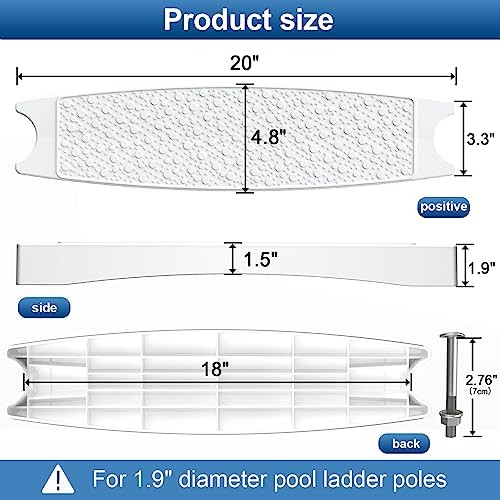 Pool Ladder Steps Replacement, (3-Pack) 18" Universal Heavy-Duty Molded White