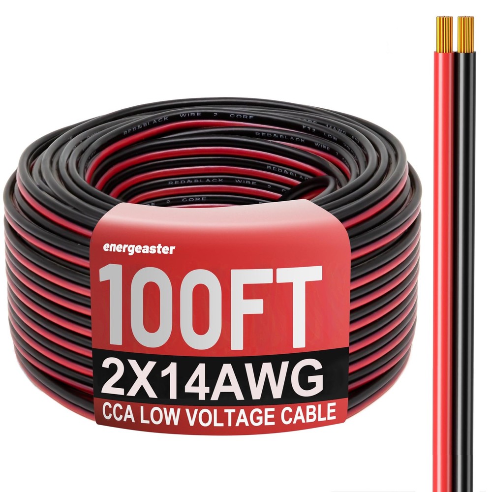 Energeaster 14 Gauge Wire 100FT, 2 Conductors Electrical Black