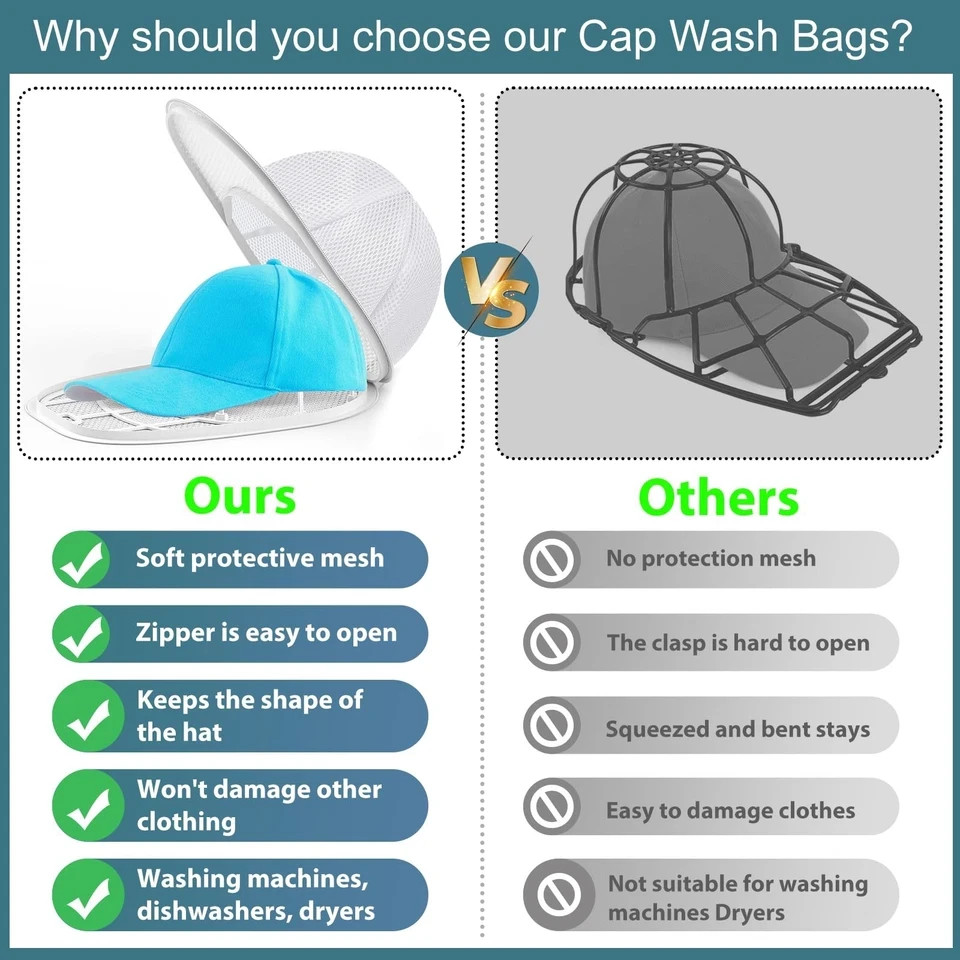 2x Hat Washer for Washing Machine,Hat Cleaner for Baseball Caps with Frame Cage