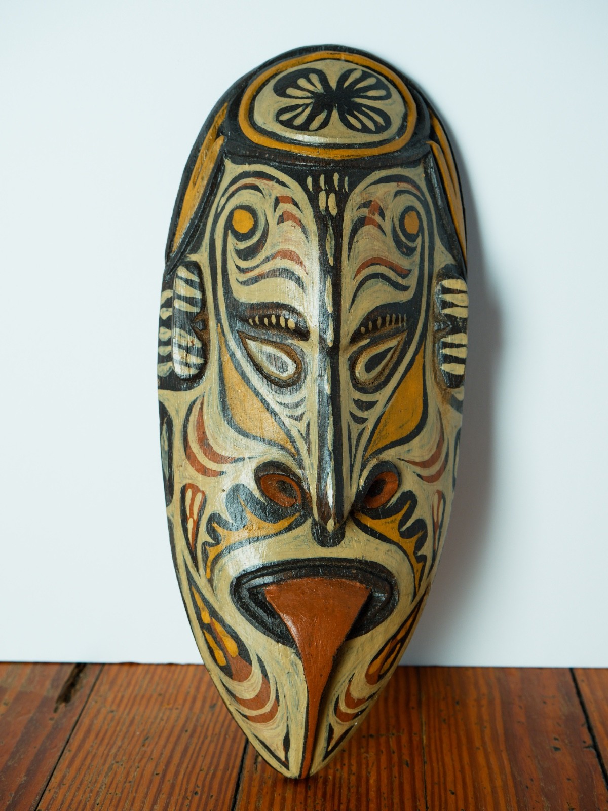 9.5" Tall Papua New Guinea Tribal Mask | East Sepik | Hand Carved & Clay Painted