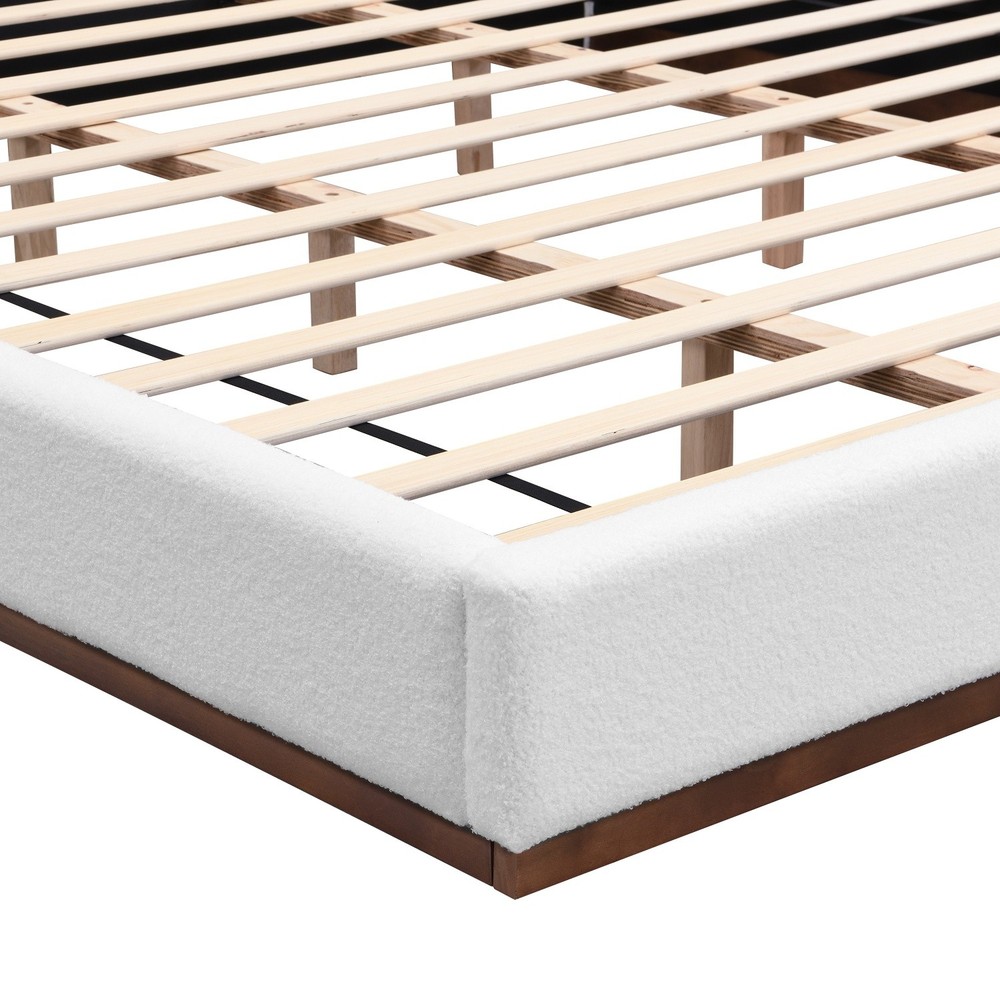King Size Modern Upholstered Platform Bed Frame w/ Headboard & Solid Wood Base