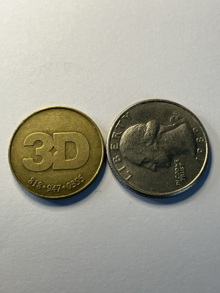 3D ARCADE Old Brass TOKEN California #uc1
