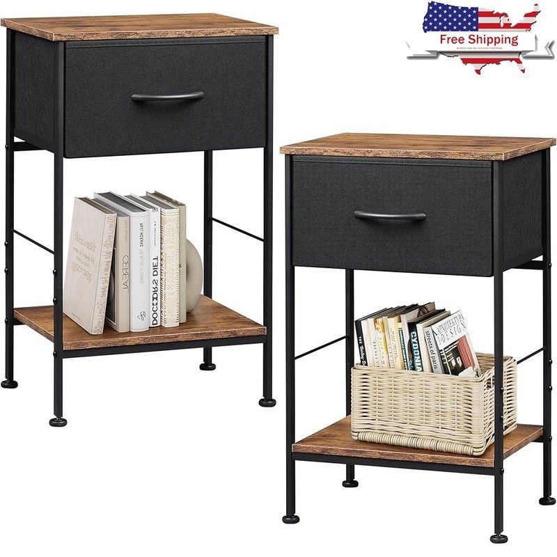 Stylish Nightstand W/ Drawers Multipurpose End Table Bedroom Storage Solutions