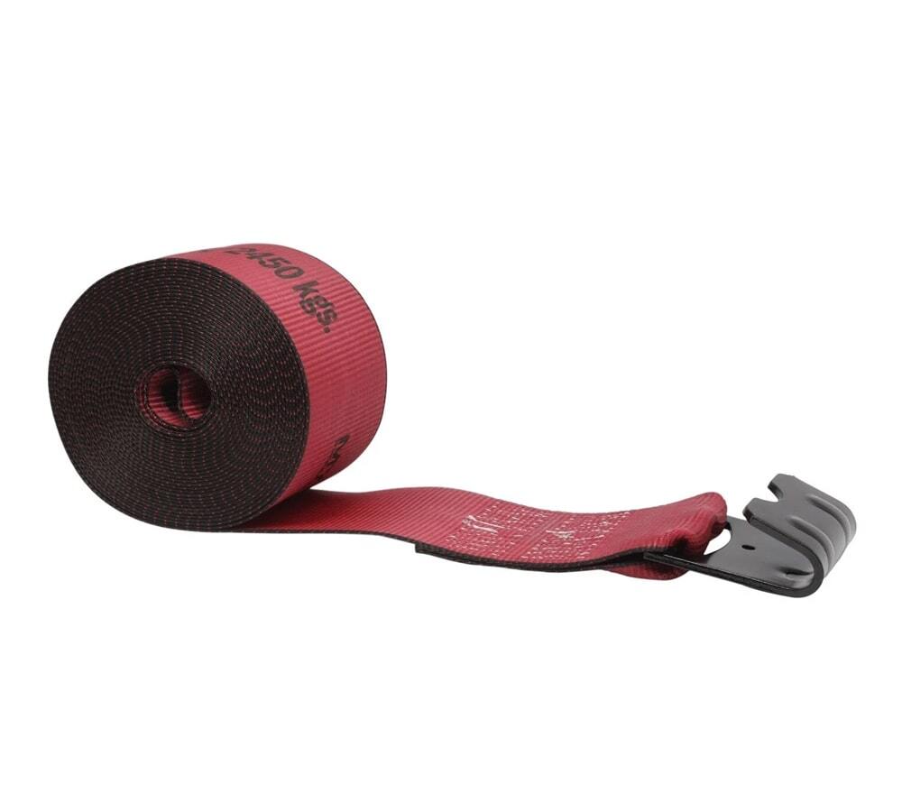 (10 Pack) Kinedyne 4"x30' Winch Straps w/flat hook, Flatbed Tie Down Straps-Red