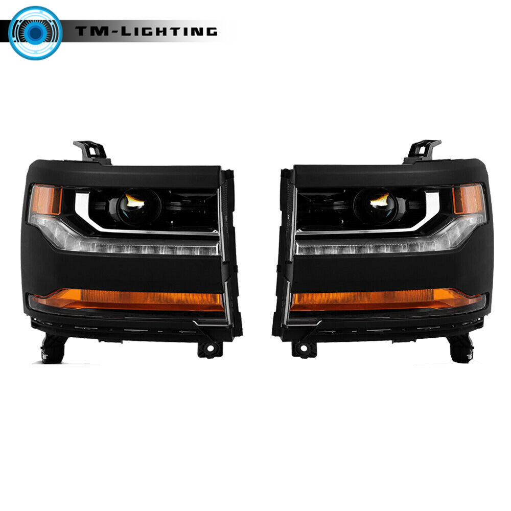 For Chevy Silverado 1500 2016 2017 2018 HID w/ LED Headlight Right&Left Side