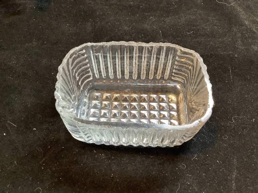 Earlier Than Lacy Glass 1800s Rectangular Shaped Lee Master Salt Cellar Dip