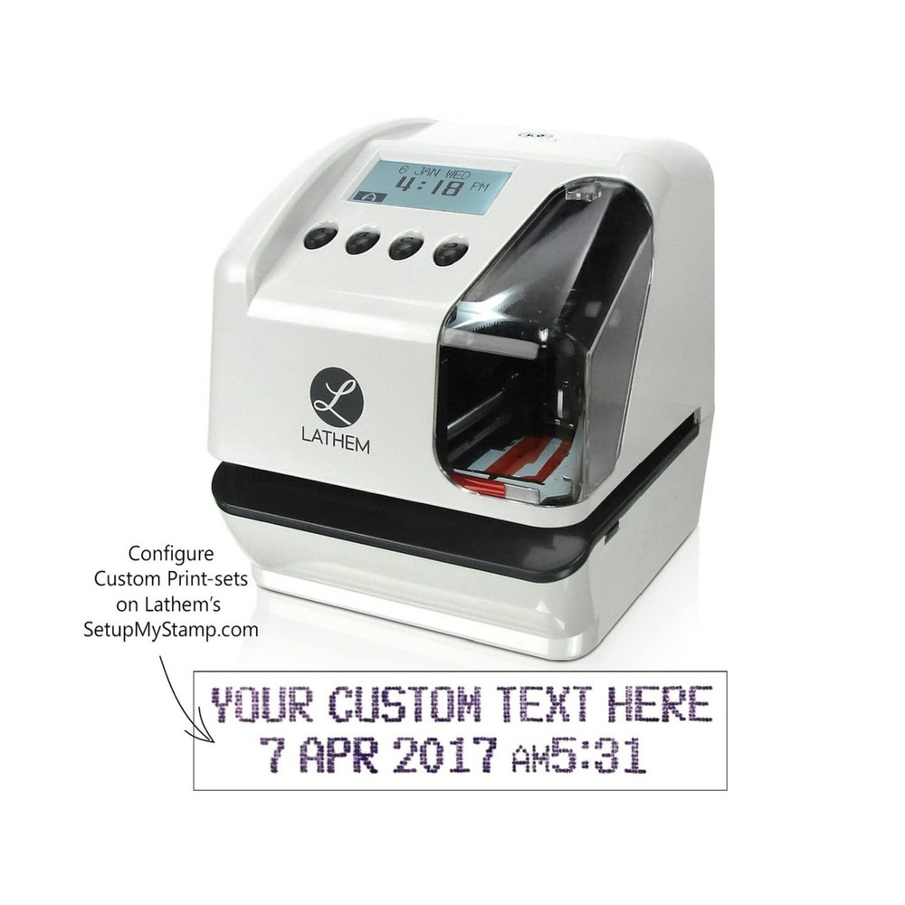 Lathem LT5000 Electronic Multi-Line Date and Numbering Document Stamp Time Cl...