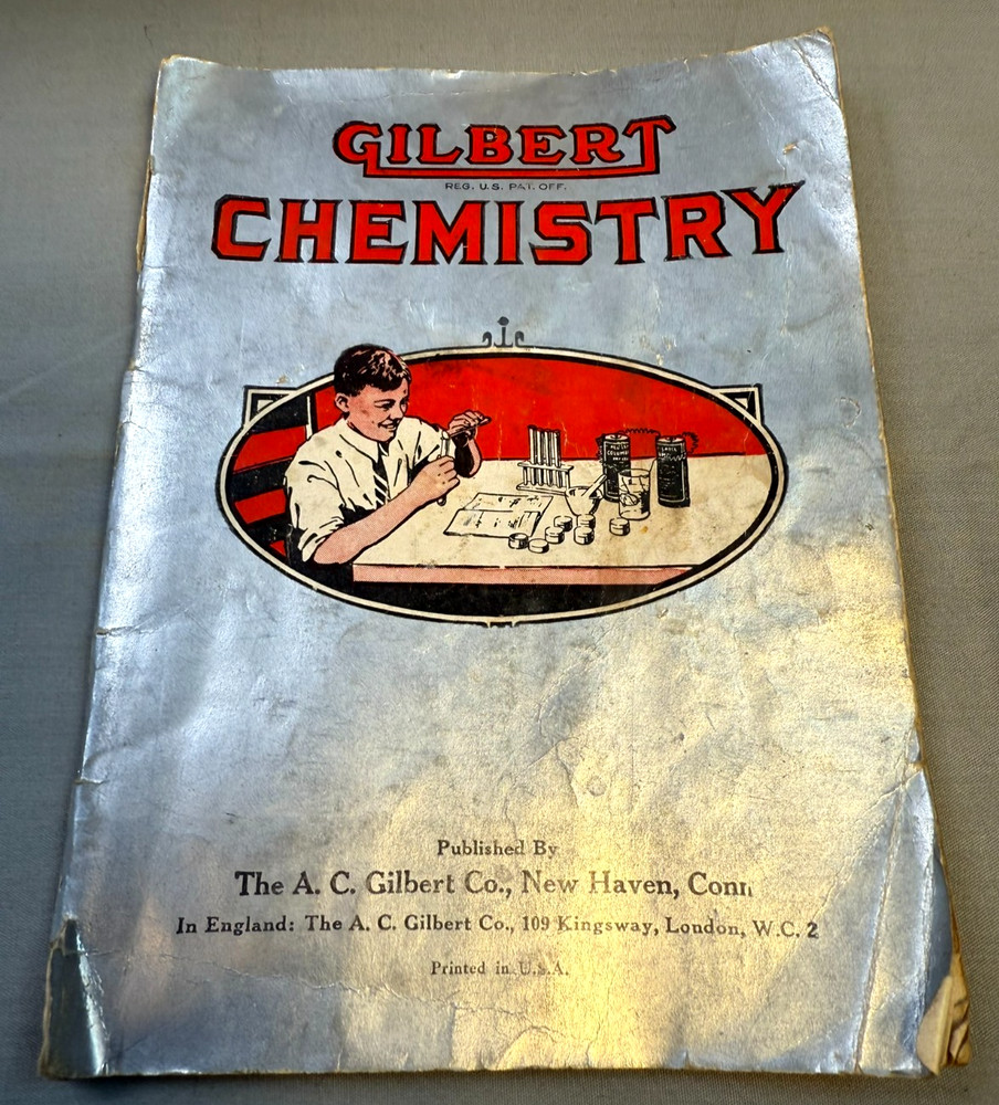 Gilbert Silver Medal Microscope Lab Set w/ 12 Slide Box & Case