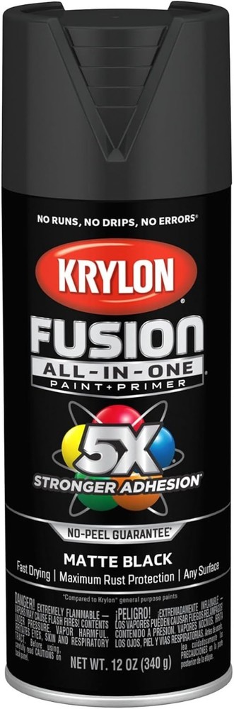 Fast-Drying Matte Black Spray Paint - 12 oz Rust Resistant for Multiple Surfaces