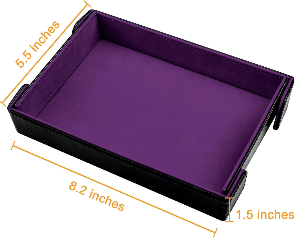 2 Pieces Magnetic Dice Tray Rectangle Folding Dice Rolling Tray PU Leather Dice