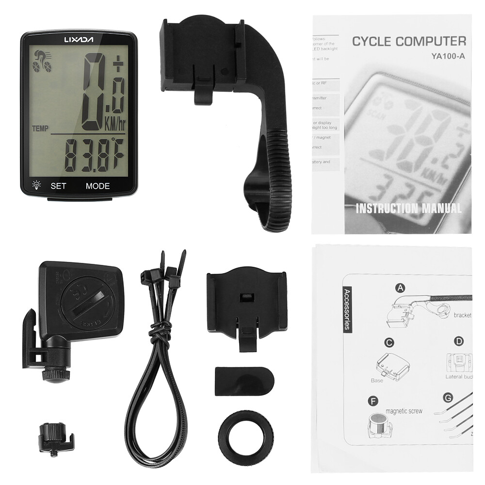 LIXADA Wireless Bike Computer Multi Functional LCD Screen MTB Bicycle Computer