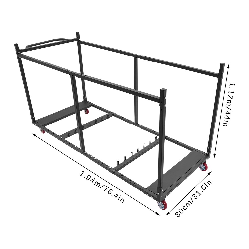 Folding Table Cart for 10 Tables, Adjustable with 4 Easy-Move Wheels