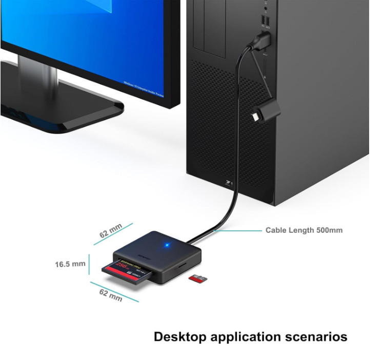 Memory Card Reader, 4In1 USB 3.0 and USB-C to SD Micro SD MS CF Card Reader Ada