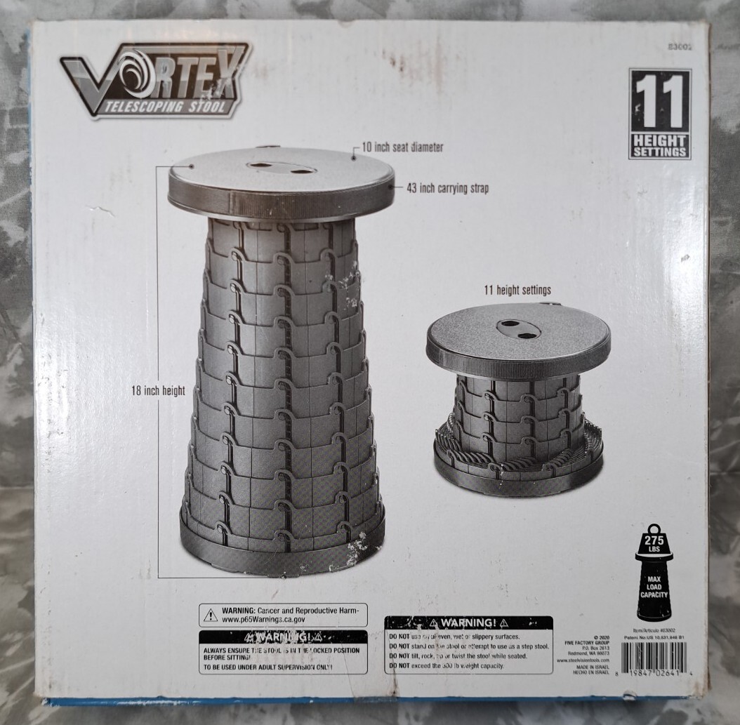 NEW Vortex Telescoping Stool Chair Camping Outdoor Black