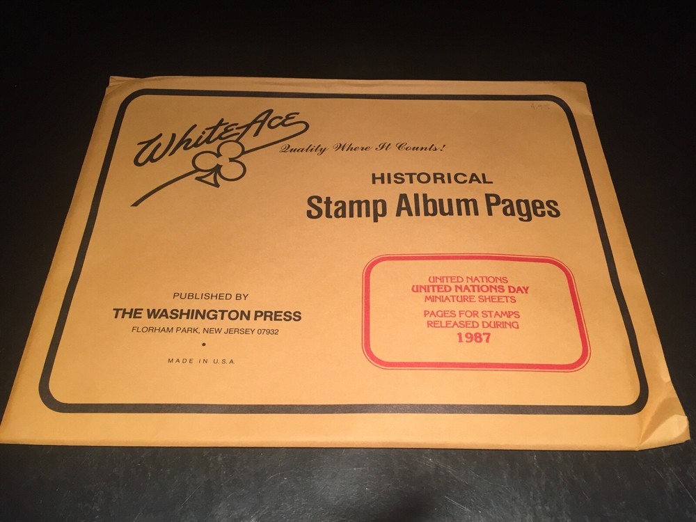 White Ace Stamp Album Supplement Pages -United Nations Day Miniature Sheets-1987