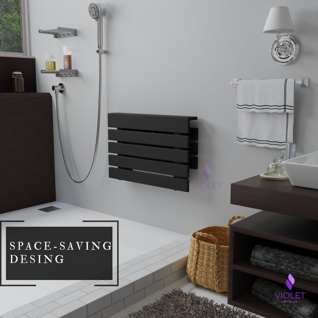 Handmade Teak Wood Folding Wall Mounted Shower Seat, XL