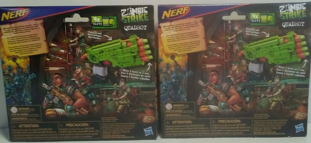 Two (2) NERF Zombie Strike Quadrot Blasters, New