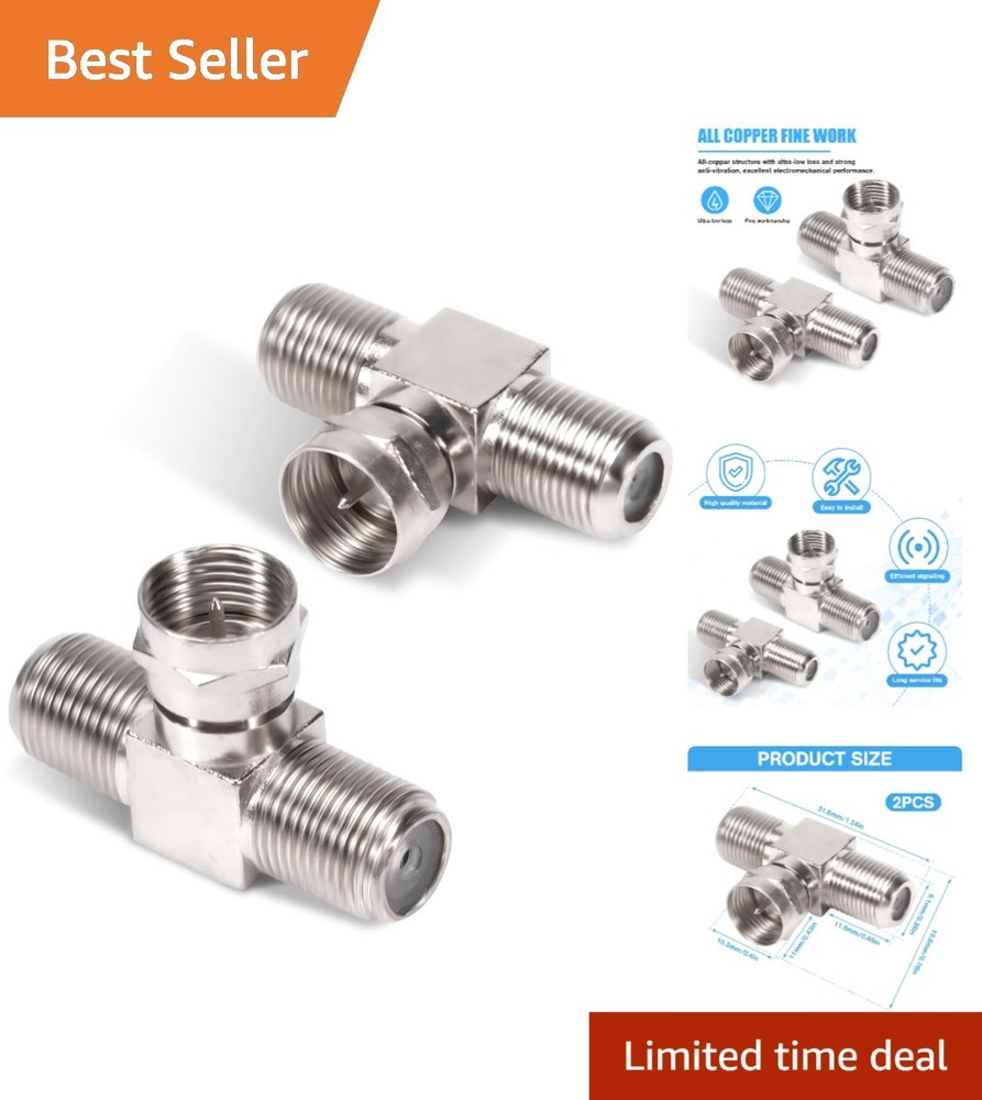 Easy Install Coaxial Cable Splitters 2 Pack for Multiple Devices