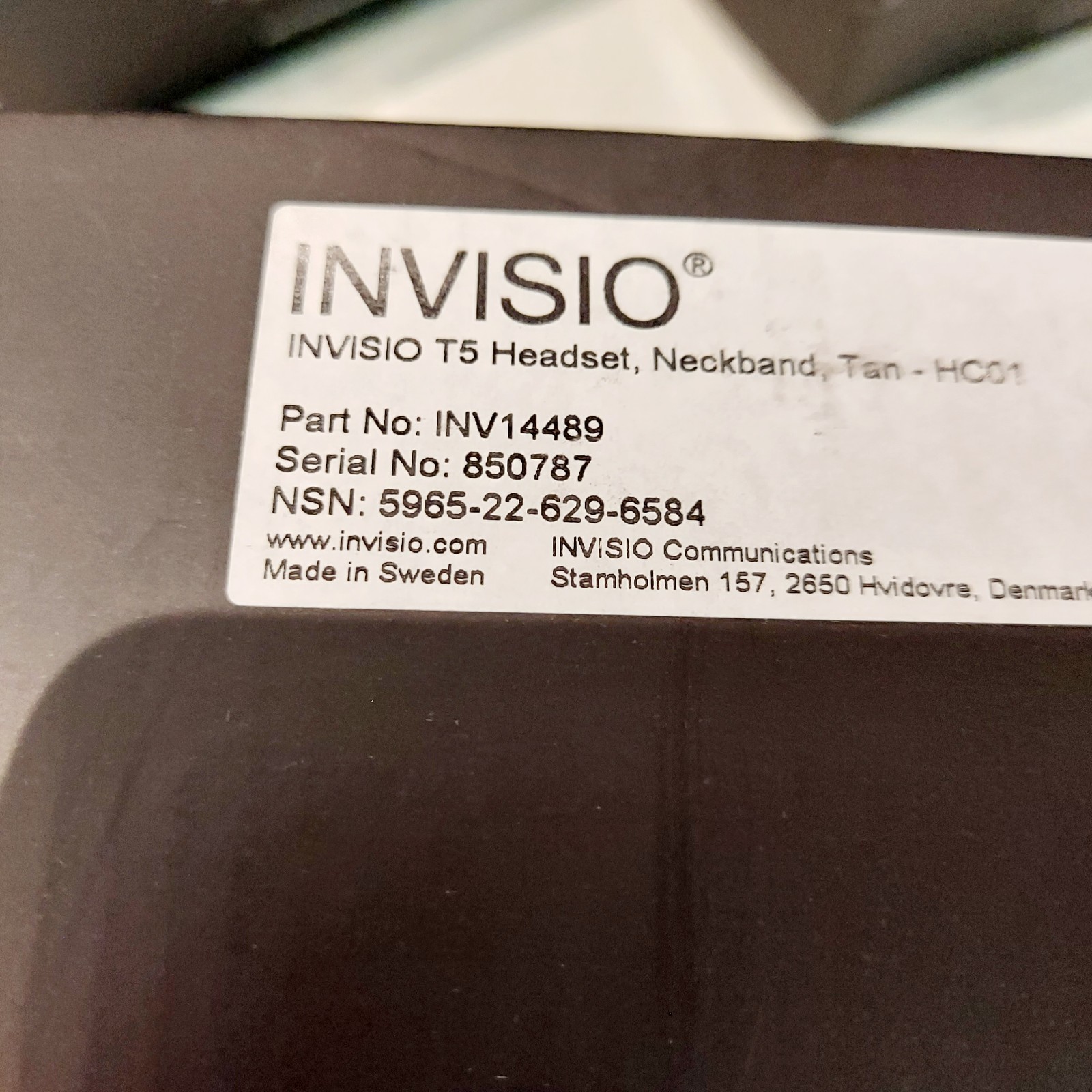 Genuine Invisio T5 Headset Tactical Communication System NOS