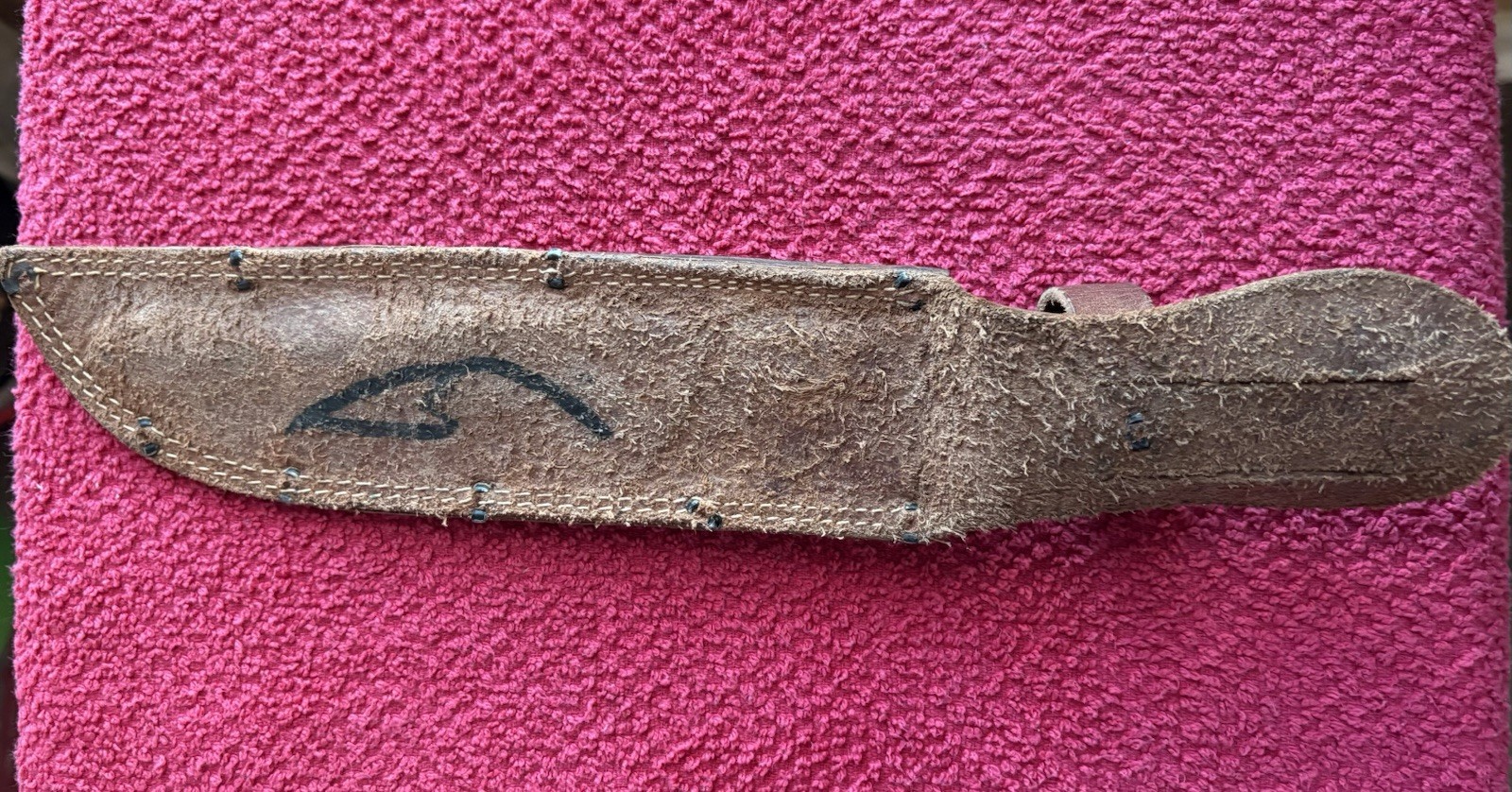 WWII WESTERN G46-8 FIGHTING KNIFE BLUED BLADE WITH CORRECT WWII LEATHER SHEATH