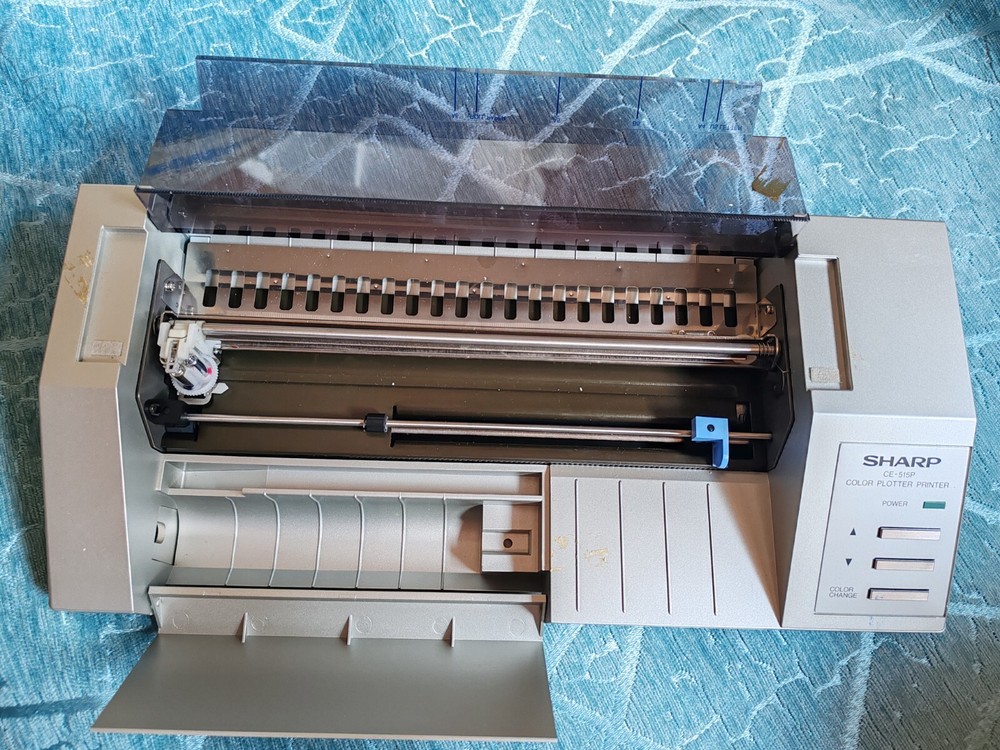 Vintage SHARP CE-515P plotter working with RS232C interafce and 4 refilled pens