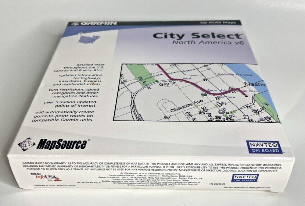 Garmin MapSource North America City Select Version 6 CDROM 2004 2 Discs