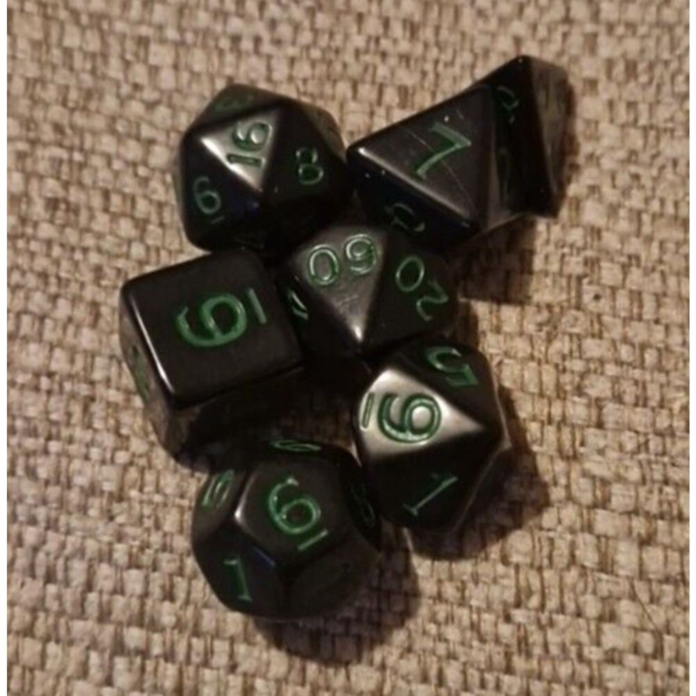 D&D Dice Set - Black With Green Numbers
