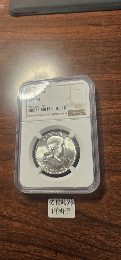 1954-P Franklin Half Dollars NGC MS64 Brilliant Uncirculated
