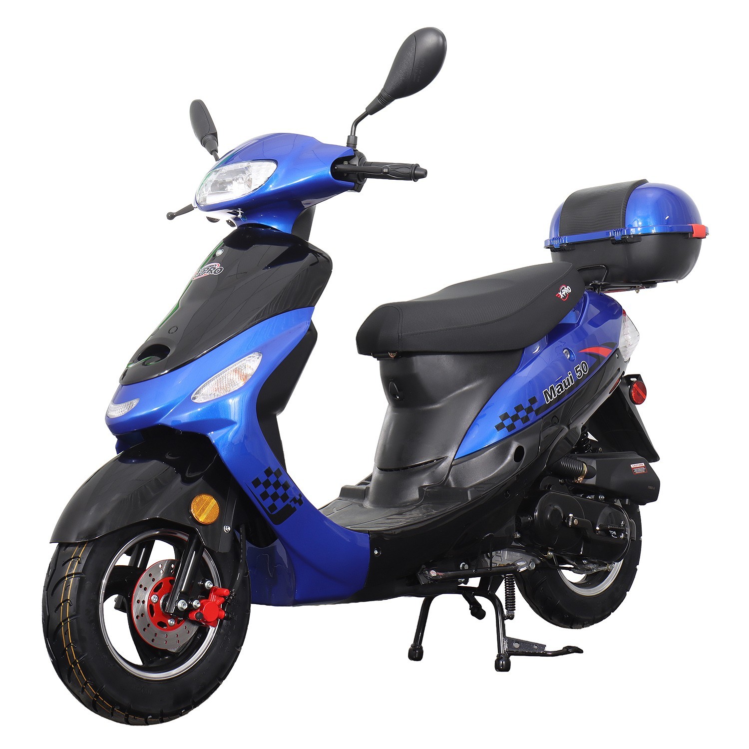 X-PRO Maui 50cc Gas Scooter Moped with 10" Aluminum Wheels, Electric/Kick Start