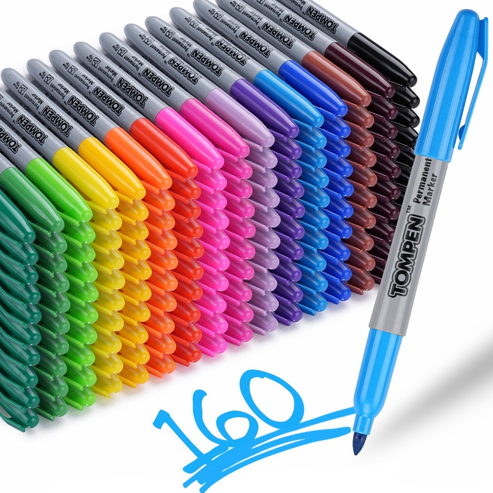 Permanent Markers Fine Tip 160 PCS 16 Assorted Colors Waterproof Bulk