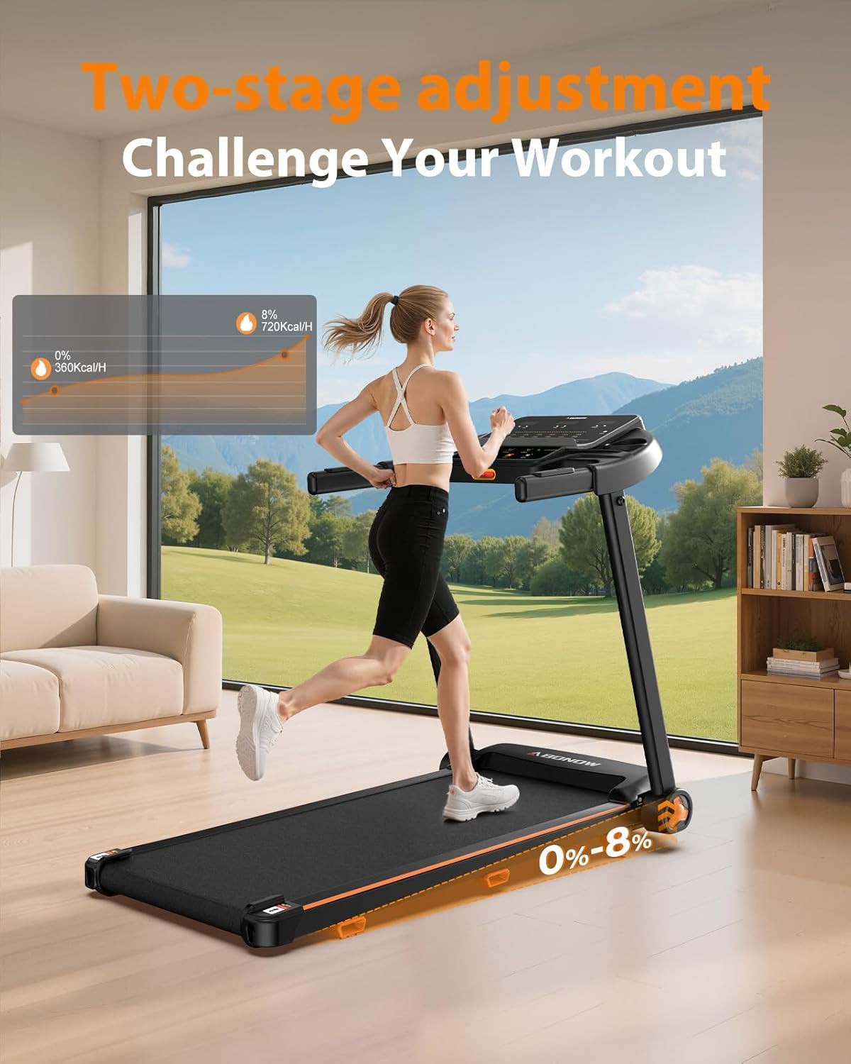 Foldable Treadmill for Home with Incline - Extra Large Dual LED Screen, 8.5MPH M