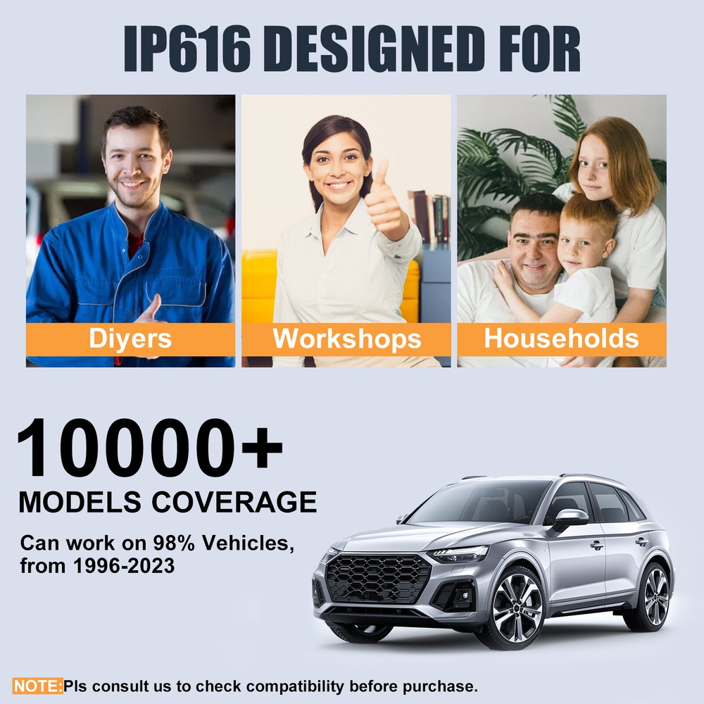 XTOOL IP616 Auto Scan Full System Diagnostic Tool OBD2 Scanner CANFD Key Coding