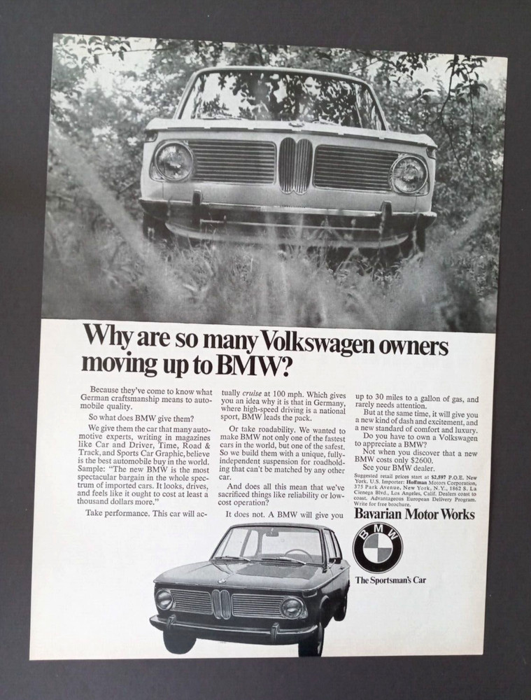 1968 BMW original Ad Print Advertisement