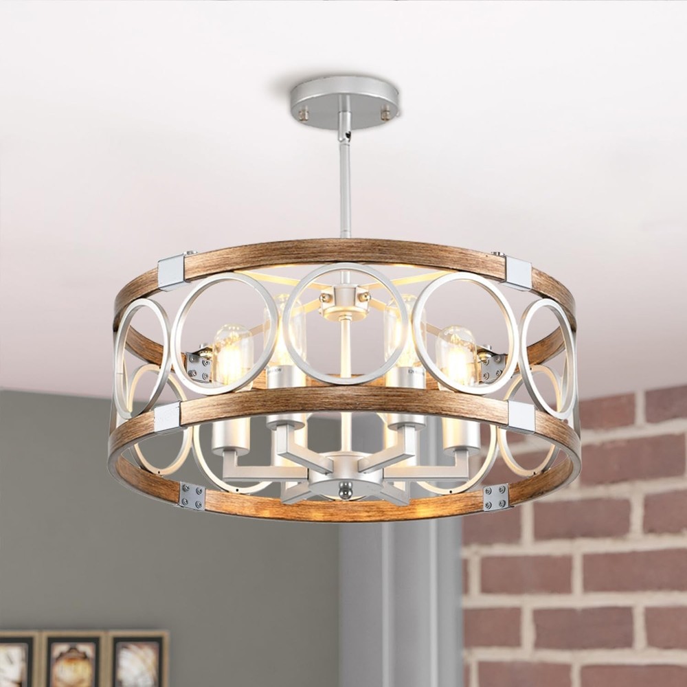 Semi Flush Mount Ceiling Light Fixture Ceiling Mount 6-Light Rustic Farmhouse...