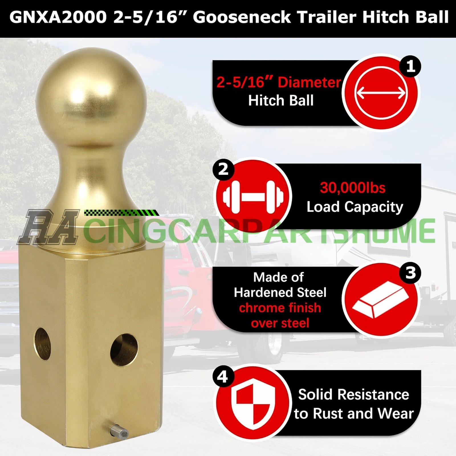 Fits B&W Trailer Hitches GNXA2000 Gooseneck Ball Hitch Turn Over Ball 2-5/16”