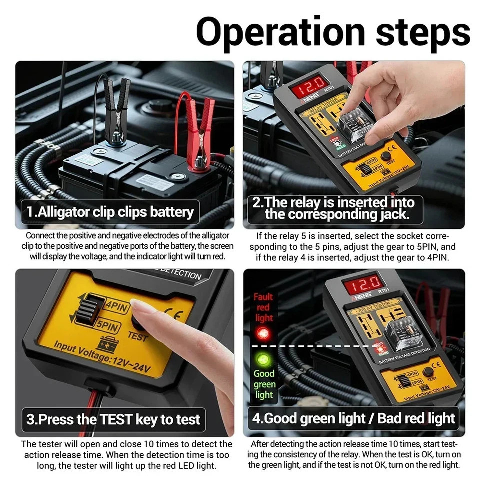 New Automotive Electronic Relay Car Relay Tester -4/5Pin 12V Car Diagnostic Tool