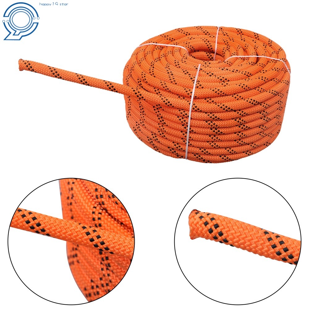 Orange & Black Arborist Double Braid Polyester 48-Strand Arborist Rigging Rope