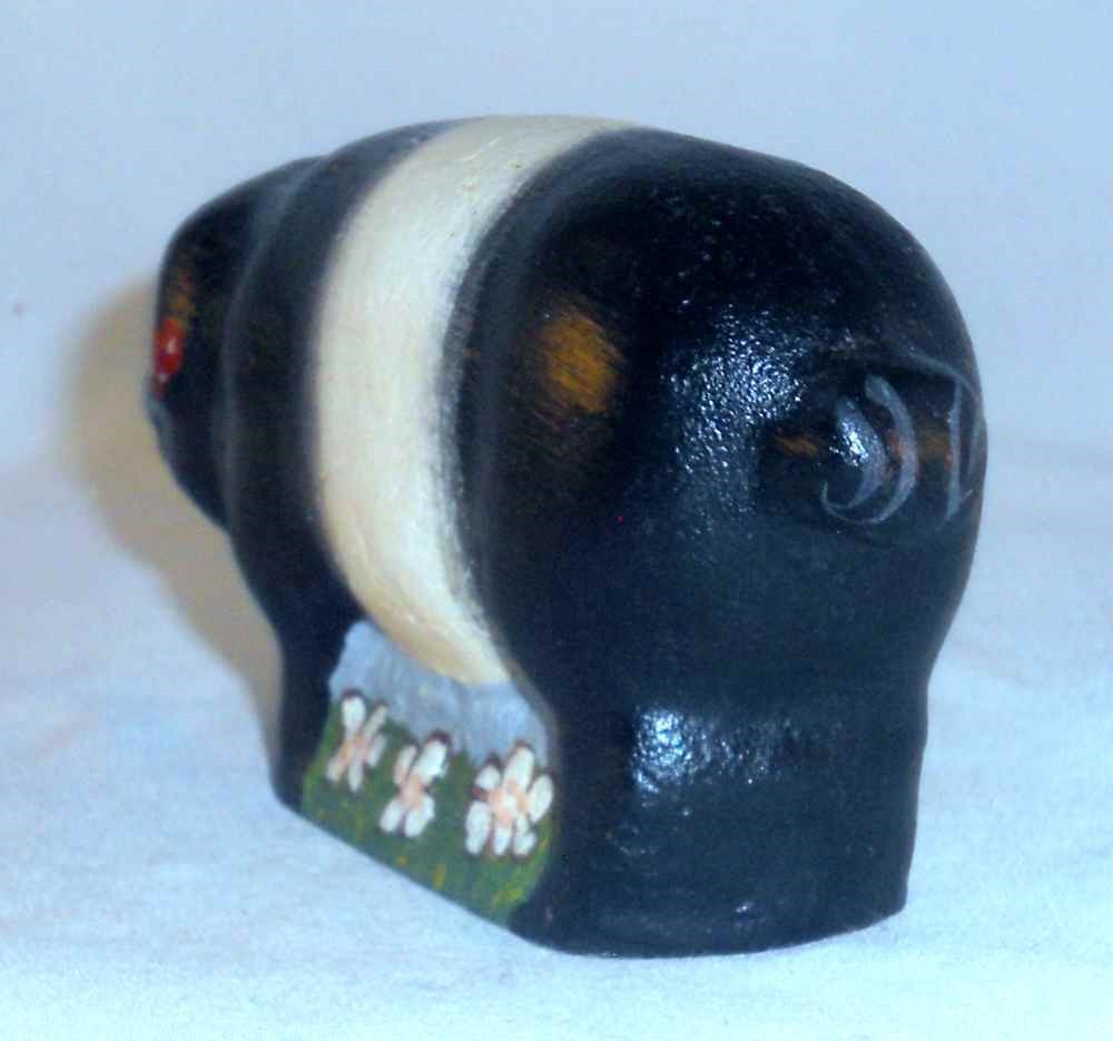 Late 1900s Polychrome Painted Composition Folk Art Pig Standing By J Dierwechter