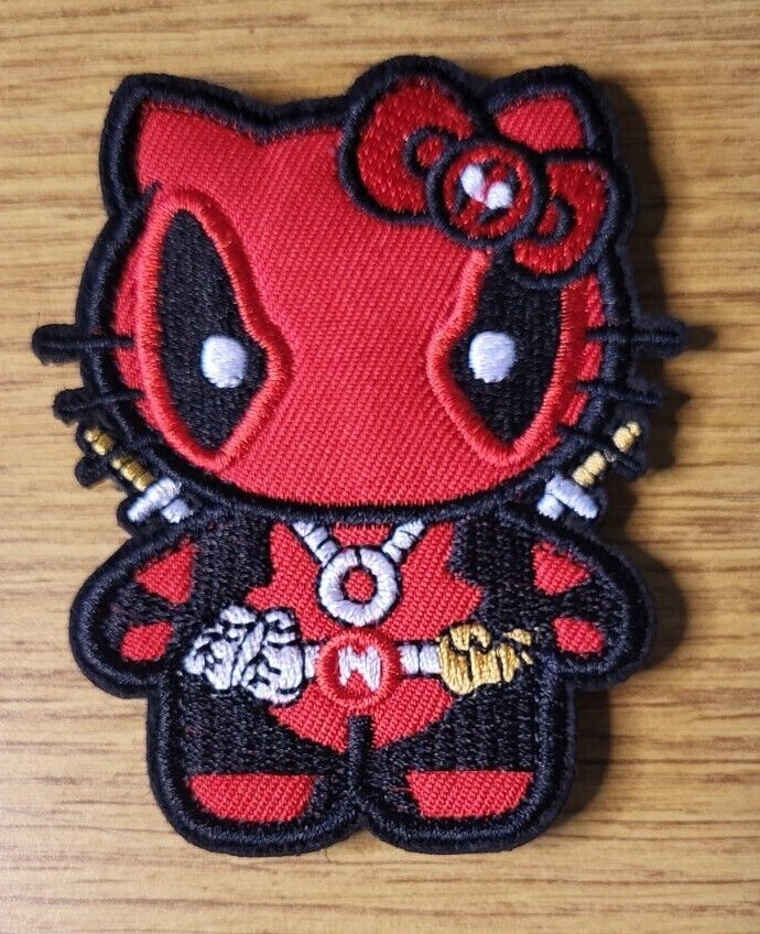 Hello Kitty Deadpool crossover 3-inch hook & loop patch